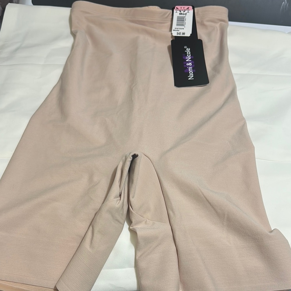 Tan High-Waisted Bike Shorts with Seamless Finish